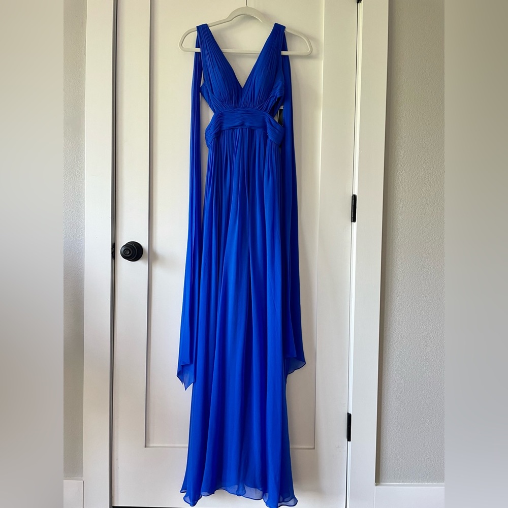 Aidan Mattox Chiffon Cutout Cape Dress Holiday, Cocktail Party, Wedding, New NWT